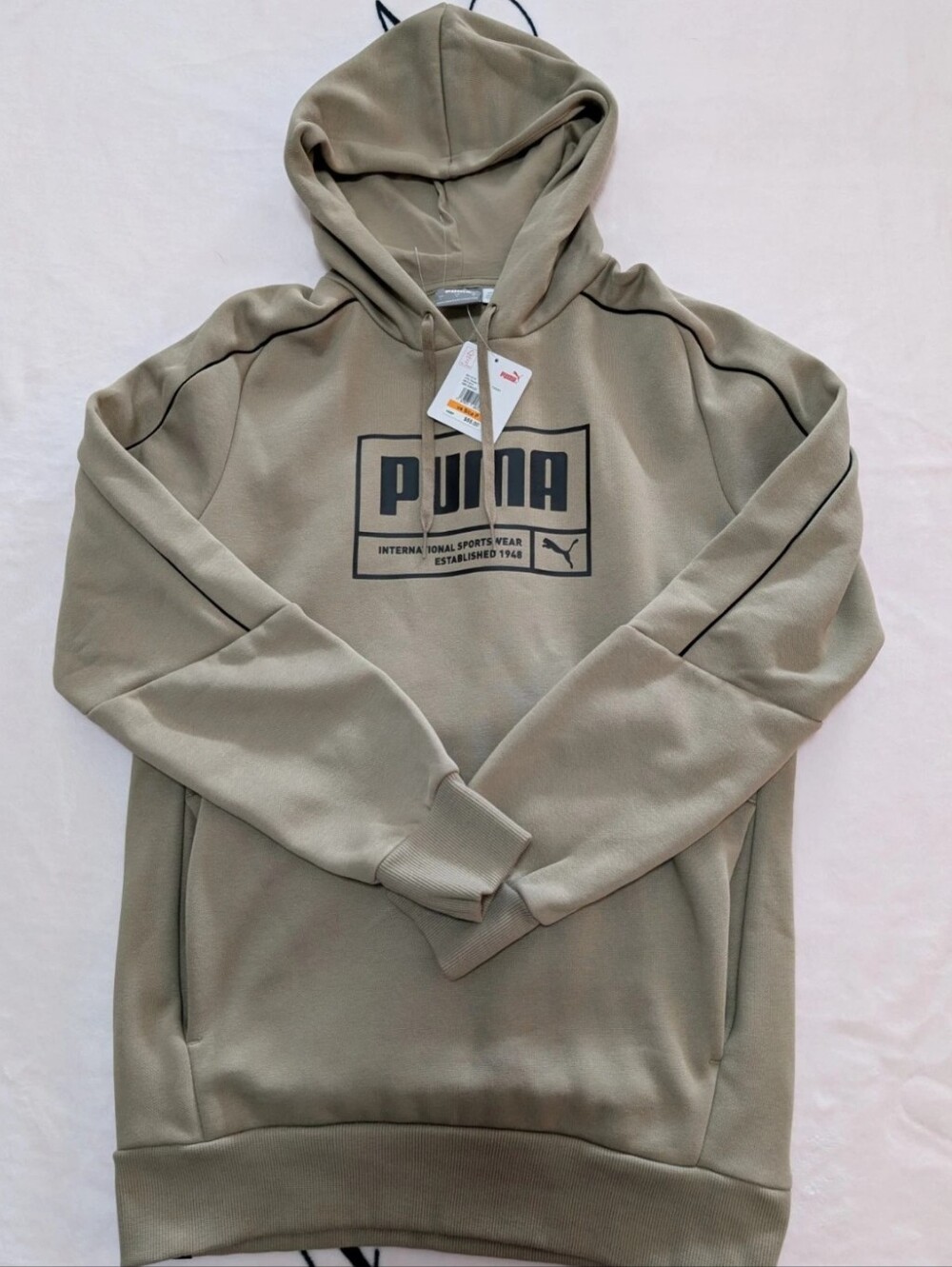 Puma Men's Hoodie in Olive Green with Black Logo